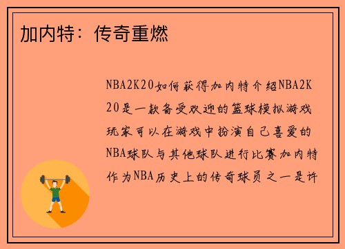 加内特：传奇重燃